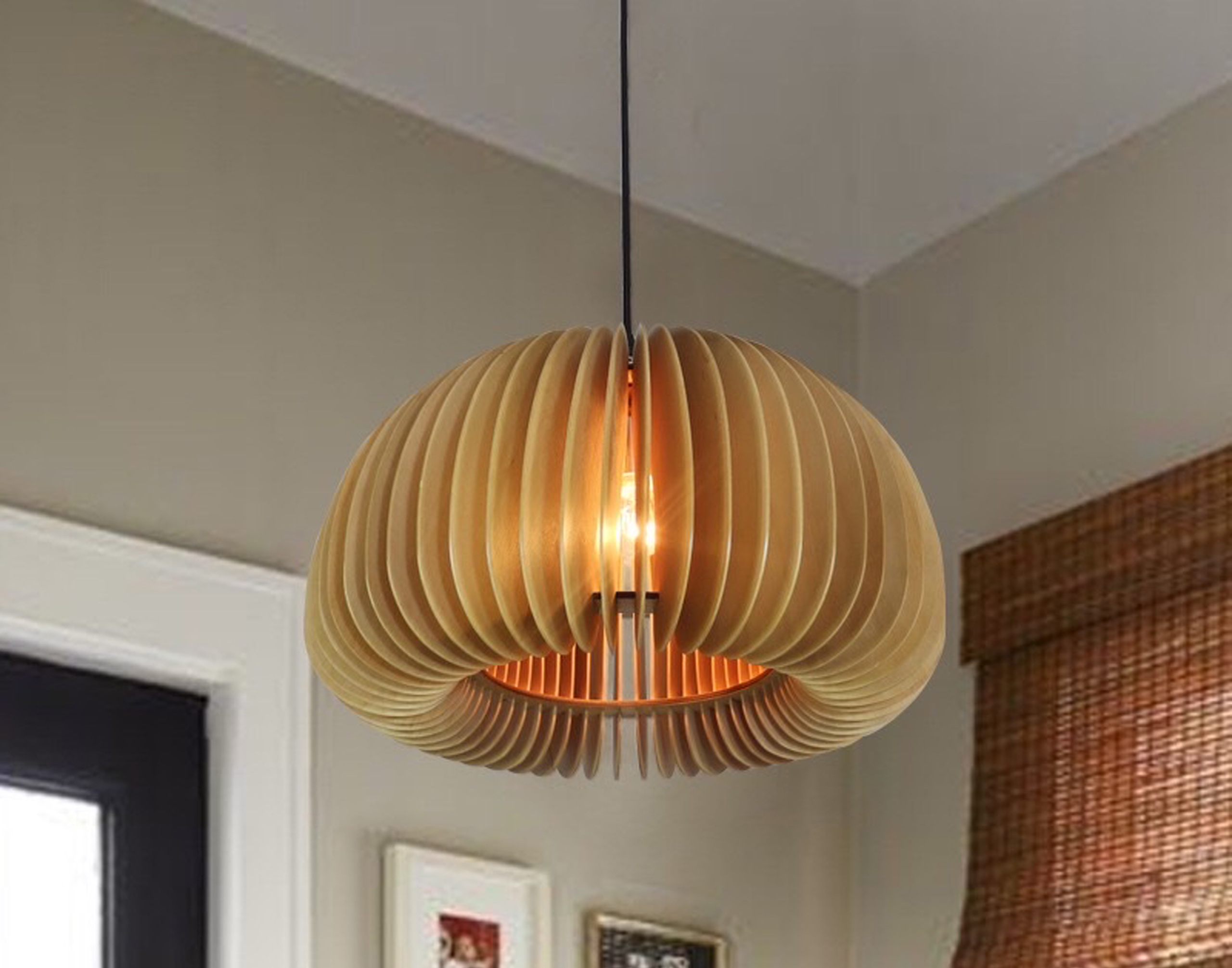 đèn gỗ thả nhà hàng PT234