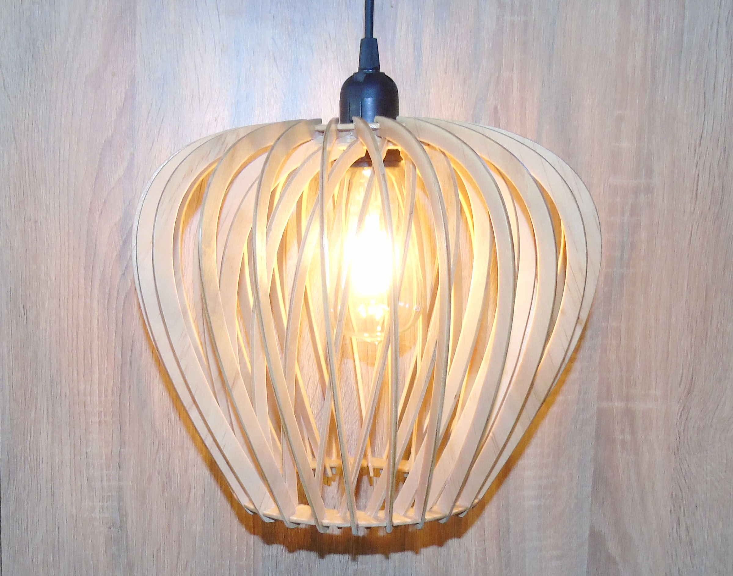 đèn thả gỗ nan chéo PT215