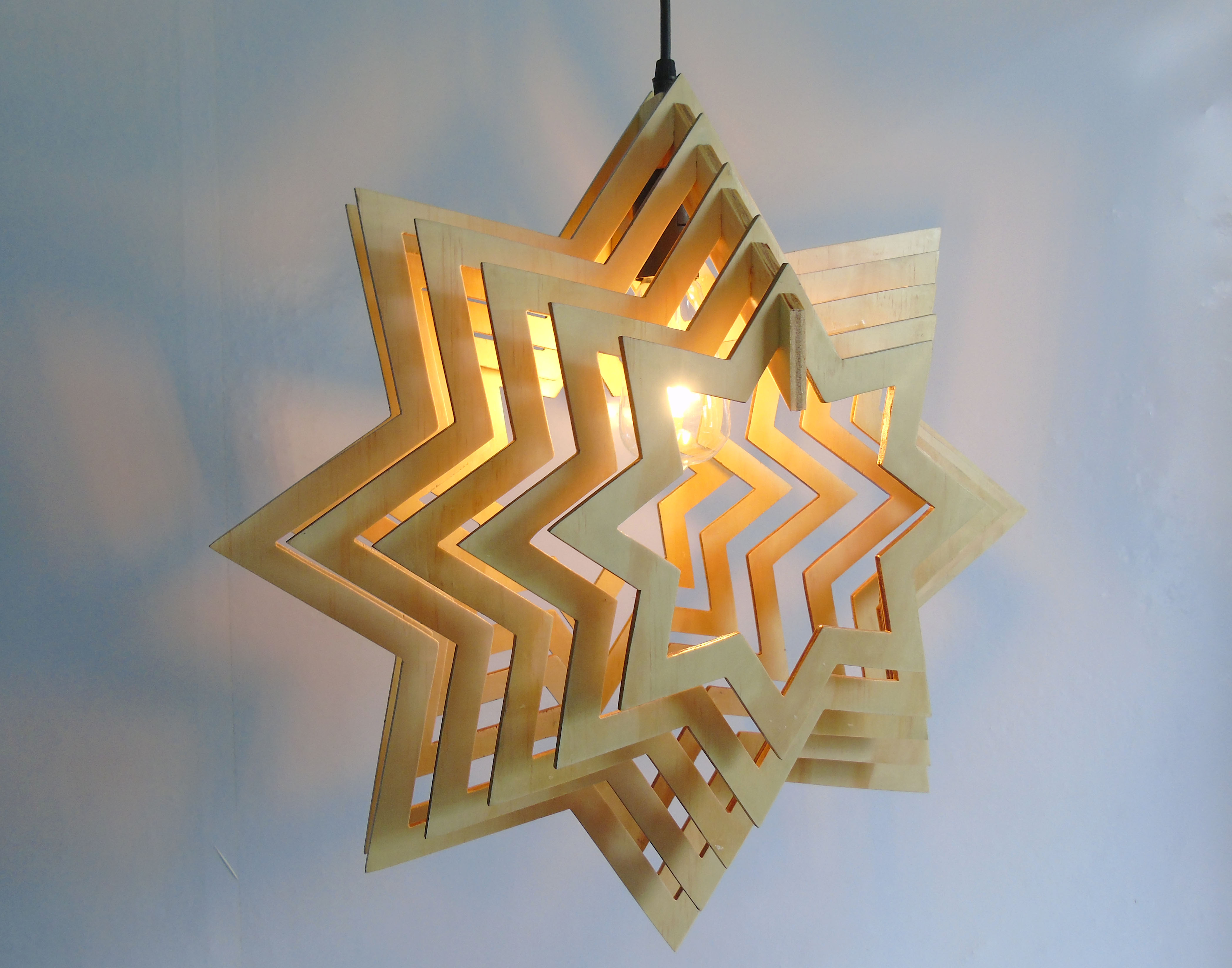 đèn thả gỗ ngôi sao PT211